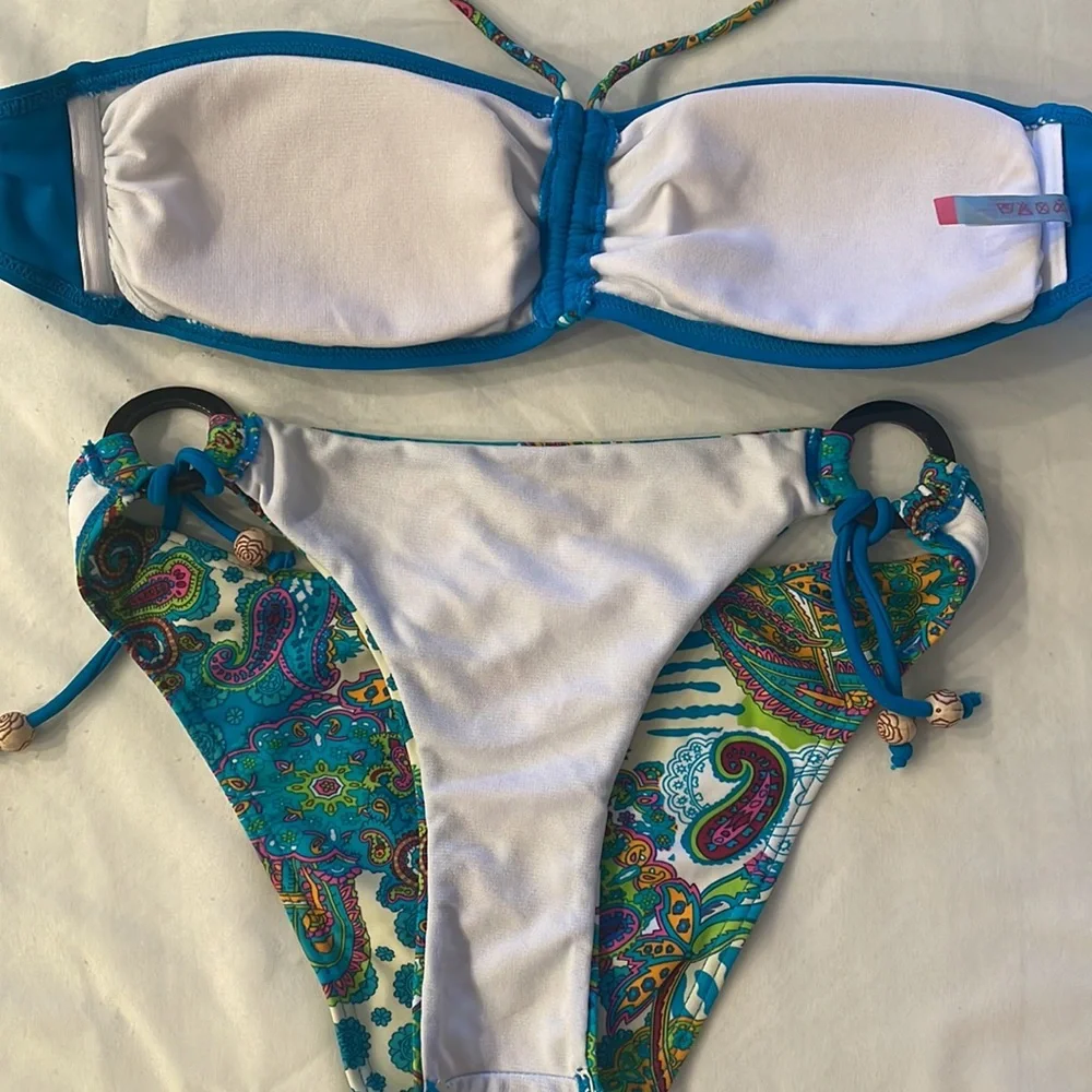 Girl Haiyana Two Piece Bikini Set Padded Top Blue Kid Size 12/14